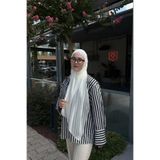 Madame Polo Krep Şifon Şal - Kırık Beyaz