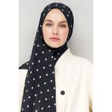 Madame Polo Puantiye Desen İtalyan İpeği Şal - Siyah