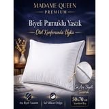 Madame Queen Premium 50X70 Biyeli Pamuk Yastık – 800 gr - 50 × 70 cm - Beyaz