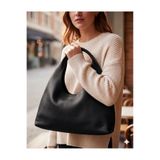 Madame Siyah Deri Kadın Shopper Omuz Çantası – Yumuşak Form Vintage Model