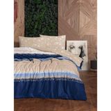 Madame Suzie de paris Flanel Nevresim Takımı Bluelıne Lacivert Çift Kişilik - Lacivert - Kahverengi - 200 x 220 cm