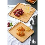 madamev 2 Adet Gourmet Kare Bambu Kahvaltı Tabağı Pasta Servis Sunum Tepsi Ikramlık Ahşap Tabak 25X25 Seti - 2li Kare Sunumluk