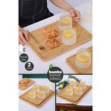 madamev 2li Büyük Boy Gourmet Bambu Kahvaltı Tabağı Pasta Servis Sunum Tepsi Ikramlık Ahşap Tabak 36X24 Set - 2li Bambu Sunum Tepsi