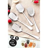 Madamev 4'lü Lüx Servis Kaşığı Seti Büyük Boy Paslanmaz Çelik Kaşık Salata Pasta Yemek Servis Mutfak