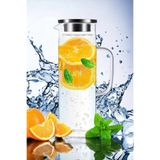 Madamev Retro Cam Sürahi Kulplu Çelik Kapaklı Soğuk Sıcak Kokteyl Meşrubat Borosilikat Cam Sürahisi 1500 ml