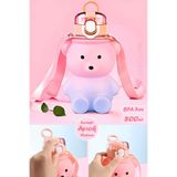 Madamev Smile Ayıcık Model Su Matarası 800 ml Askılı Çocuk Okul Su Şişesi Sızdırmaz Kapaklı Ergonomik Suluk