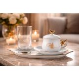 Madamika Home Decor Tepsili Porselen Kahve Takımı ve Lokumluk Gold