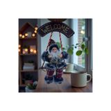 madamina Welcome Noel Baba Kapı Süsü, Noel Baba Dekoratif Süs, El Yapımı Kapı Süs ,Salıncaklı Noel Baba 20 CM
