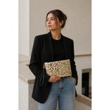 Madamra Altın Kadın Yıldız Desenli Parlak Kadın El Çantası – Şık Clutch Çanta