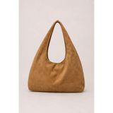 Madamra Camel Kadın Süet Shopper Yumuşak Form Omuz Çantası