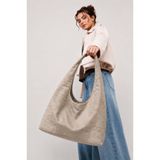 Madamra Gri Kadın Süet Shopper Yumuşak Form Omuz Çantası