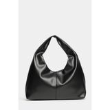 Madamra Kadın Siyah PU Deri Shopper Omuz Çantası – Yumuşak Form Vintage Model