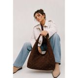 Madamra Kahverengi Kadın Süet Shopper Yumuşak Form Omuz Çantası