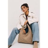Madamra Vizon Kadın Süet Shopper Yumuşak Form Omuz Çantası