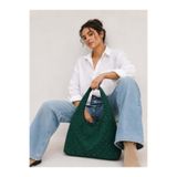 Madamra Yeşil Kadın Süet Shopper Yumuşak Form Omuz Çantası