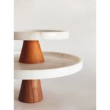 Madas Design Mermer Sunumluk, 2'li Set, Kurabiyelik, Pasta Servisi, pasta Standı, ayaklı Sunumluk