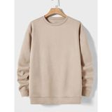 Mad&Calf Erkek Basic Bisiklet Yaka 3 İplik Şardonsuz Sweatshirt Bej 2XL