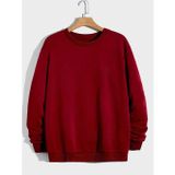 Mad&Calf Erkek Basic Bisiklet Yaka 3 İplik Şardonsuz Sweatshirt Bordo 2XL