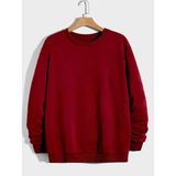 Mad&Calf Erkek Basic Bisiklet Yaka 3 İplik Şardonsuz Sweatshirt Bordo XL