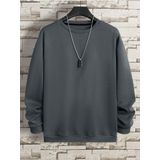 Mad&Calf Erkek Basic Bisiklet Yaka 3 İplik Şardonsuz Sweatshirt Füme XL
