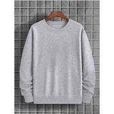 Mad&Calf Erkek Basic Bisiklet Yaka 3 İplik Şardonsuz Sweatshirt Gri 2XL