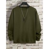 Mad&Calf Erkek Basic Bisiklet Yaka 3 İplik Şardonsuz Sweatshirt Koyu Yeşil 2XL