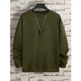Mad&Calf Erkek Basic Bisiklet Yaka 3 İplik Şardonsuz Sweatshirt Koyu Yeşil S