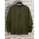 Mad&Calf Erkek Basic Bisiklet Yaka 3 İplik Şardonsuz Sweatshirt Koyu Yeşil XL