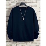 Mad&Calf Erkek Basic Bisiklet Yaka 3 İplik Şardonsuz Sweatshirt Lacivert 2XL