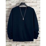 Mad&Calf Erkek Basic Bisiklet Yaka 3 İplik Şardonsuz Sweatshirt Lacivert M
