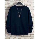 Mad&Calf Erkek Basic Bisiklet Yaka 3 İplik Şardonsuz Sweatshirt Lacivert S
