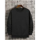 Mad&Calf Erkek Basic Bisiklet Yaka 3 İplik Şardonsuz Sweatshirt Siyah L
