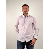 Mad&Calf Erkek Slim Fit İnce Çizgili Uzun Kollu Gömlek Bordo S