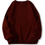 Mad&Calf Kadın Basic 0 Sıfır Yaka Baskısız Düz Oversize Salaş Bol Kesim Polar Sweatshirt Bordo 2XL
