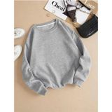 Mad&Calf Kadın Basic 0 Sıfır Yaka Baskısız Düz Oversize Salaş Bol Kesim Polar Sweatshirt Gri L