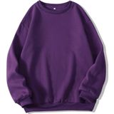 Mad&Calf Kadın Basic 0 Sıfır Yaka Baskısız Düz Oversize Salaş Bol Kesim Polar Sweatshirt Mor S