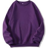 Mad&Calf Kadın Basic 0 Sıfır Yaka Baskısız Düz Oversize Salaş Bol Kesim Polar Sweatshirt Mor XL