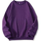 Mad&Calf Kadın Basic 0 Sıfır Yaka Baskısız Düz Oversize Salaş Bol Kesim Polar Sweatshirt Mor XS
