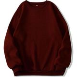 Mad&Calf Kadın Basic 0 Sıfır Yaka Baskısız Düz Oversize Salaş Bol Kesim Polar Sweatshirt - S - Bordo
