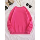 Mad&Calf Kadın Basic 0 Sıfır Yaka Baskısız Düz Oversize Salaş Bol Kesim Polar Sweatshirt - S - Fuşya