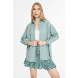 Mad&Calf Kadın Basic Uzun Oversize Kalıp Gömlek