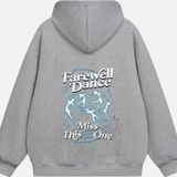 Mad&Calf Unisex Farewell Dance Baskılı Kapüşonlu Polarlı Oversize Sweatshirt Gri L