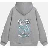 Mad&Calf Unisex Farewell Dance Baskılı Kapüşonlu Polarlı Oversize Sweatshirt Gri XL