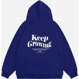 Mad&Calf Unisex Keep Growing Baskılı Kapüşonlu Polarlı Oversize Sweatshirt Saks M