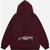 Mad&Calf Unisex Need Money For Porsche Baskılı Kapüşonlu Polarlı Oversize Sweatshirt Bordo S