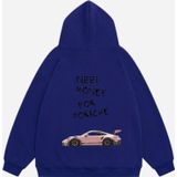 Mad&Calf Unisex Need Money For Porsche Baskılı Kapüşonlu Polarlı Oversize Sweatshirt Saks L