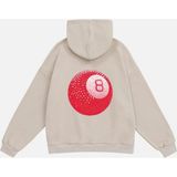 Mad&Calf Unisex Red 8 Ball Baskılı Kapüşonlu Polarlı Oversize Sweatshirt Bej S