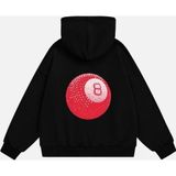 Mad&Calf Unisex Red 8 Ball Baskılı Kapüşonlu Polarlı Oversize Sweatshirt Siyah S