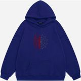 Mad&Calf Unisex Spider Taş Baskılı Kapüşonlu Polarlı Oversize Sweatshirt Saks S