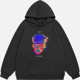 Mad&Calf Unisex Tran Smit6 Baskılı Kapüşonlu Polarlı Oversize Sweatshirt Füme 2XL